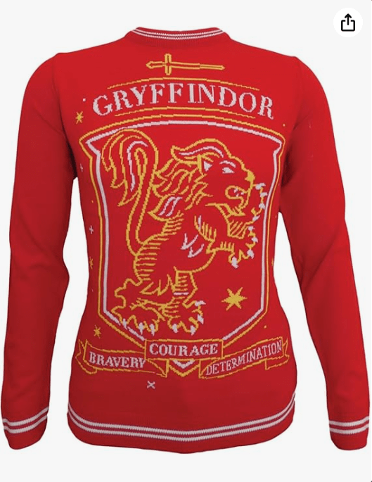Harry Potter Unisex Adult House Crest Gryffindor Knitted Sweater (L) (Red)