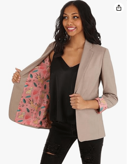 Women's Disney Lion King Blazer, Future King and Queen Inside Pattern Suit
