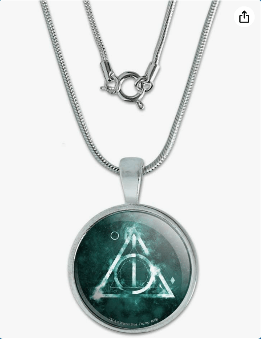GRAPHICS & MORE Harry Potter Deathly Hallows Logo 0.75" Pendant with Sterling Silver Plated Chain 
