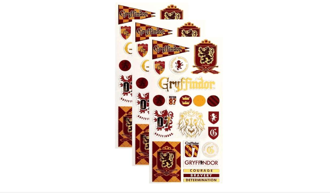Paper House Productions Harry Potter Hogwarts Gryffindor House Set of 3 Shiny Foil Enamel Effect Sticker Sheets