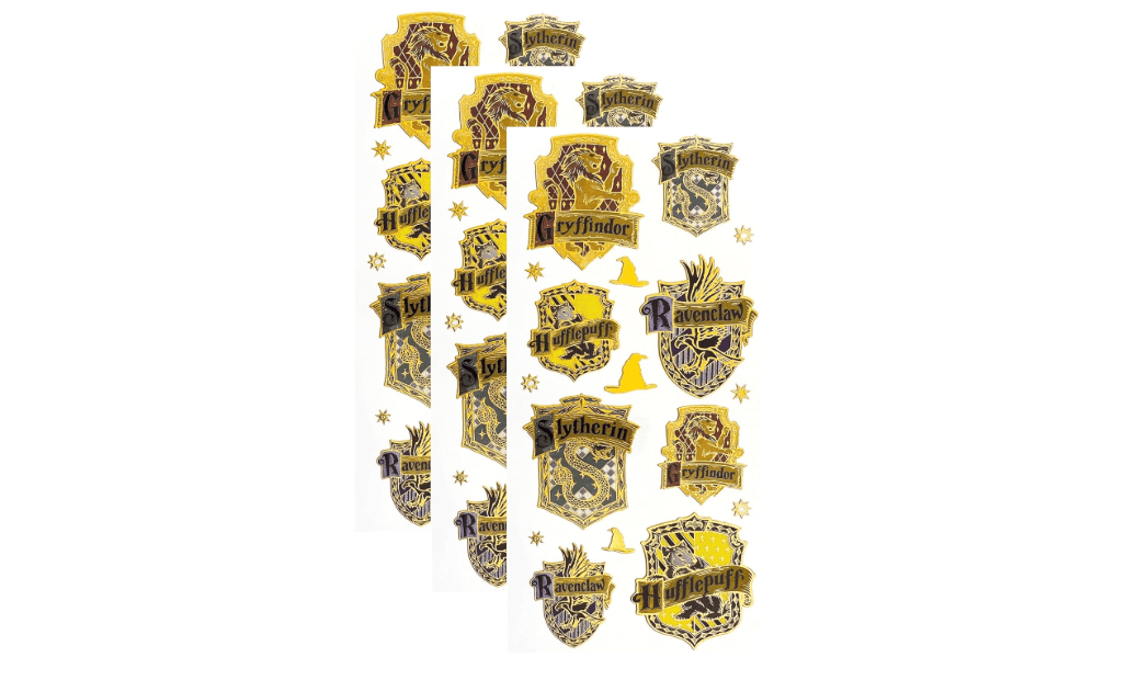Paper House Productions Harry Potter Hogwarts House Crests Shiny Foil Enamel Effect Sticker Sheets - 3 Pack