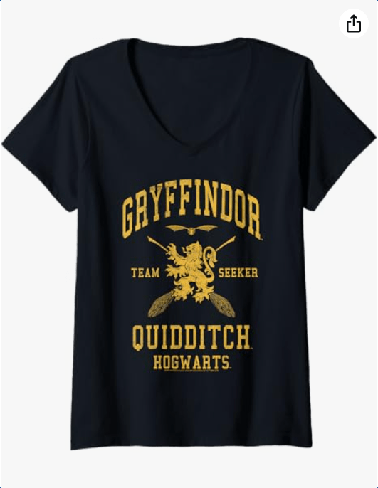 Womens Harry Potter Gryffindor Team Seeker Hogwarts Quidditch V-Neck T-Shirt
