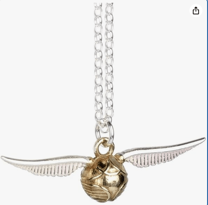 Harry Potter Official Jewelry Sterling Silver Golden Snitch Pendant Necklace
