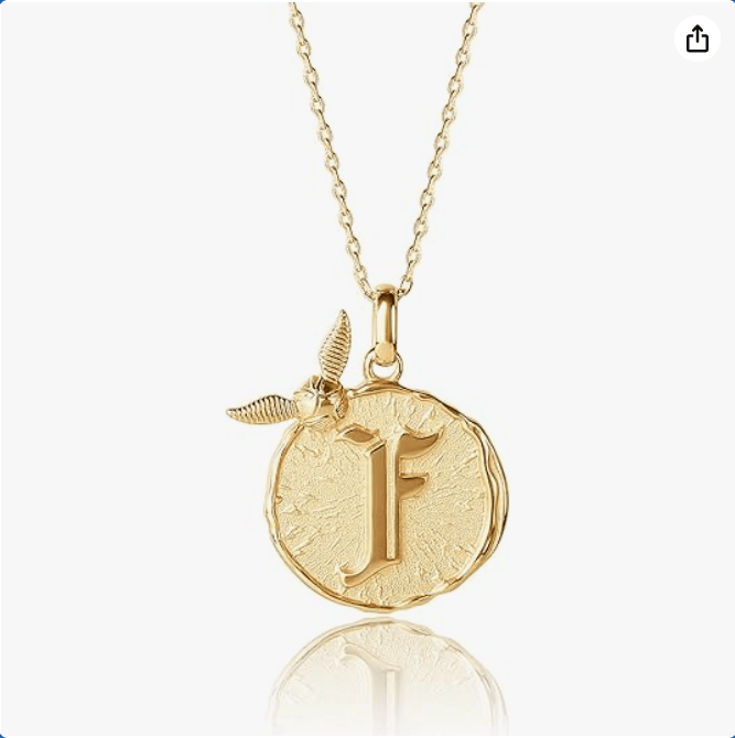 Harry Potter Womens Initial Necklace Official License - 18" Gold Flash-Plated Golden Snitch Letter Necklace - Choose Letter
