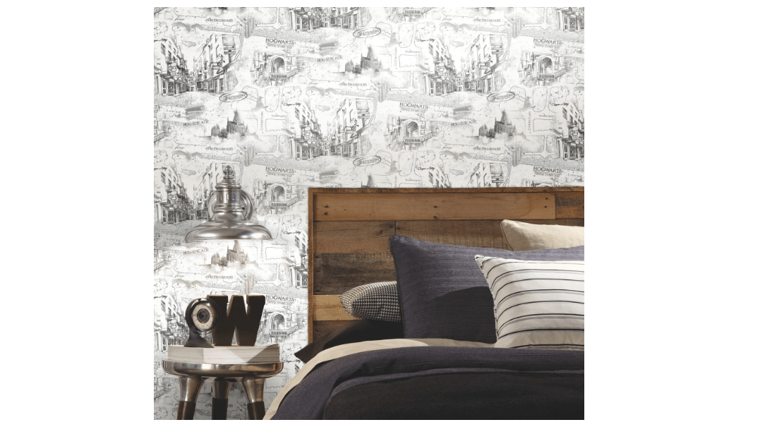 RoomMates RMK12353PL Harry Potter Map White Peel and Stick Wallpaper