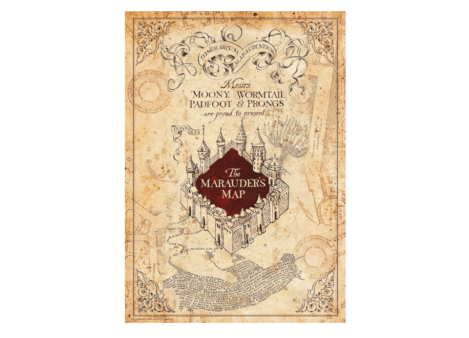 ABYSTYLE Harry Potter Maurauder'S Map Poster, 35.98 x 24.02 inches, Unframed, Multicolor Map, Glossy Paper, Wall Mount, Bedroom/Living Room