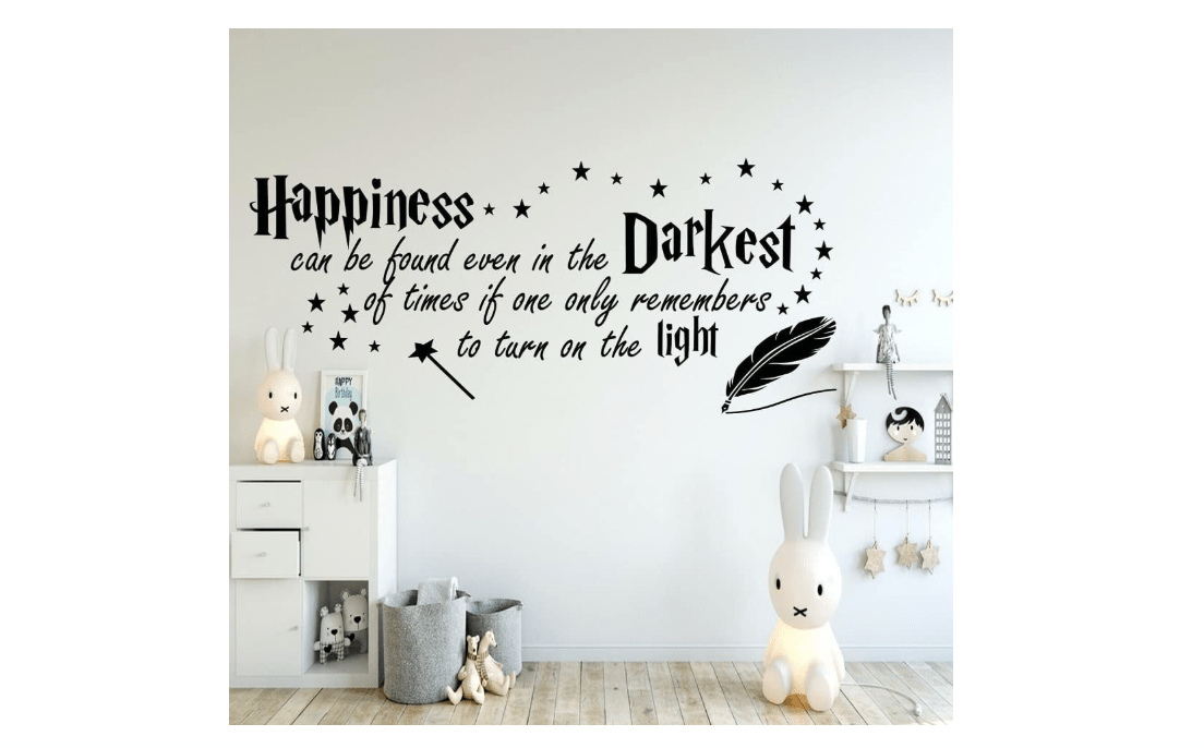 Quote Happiness can be Found Even in The Darkest Wall Sticker Decor Nursery Decal for Kid’s Room