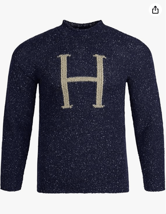 Harry Potter 'H' Sweater - Adult Replica Chunky Knit Navy Pullover - Costume & Collectible - Wizarding World Merchandise 
