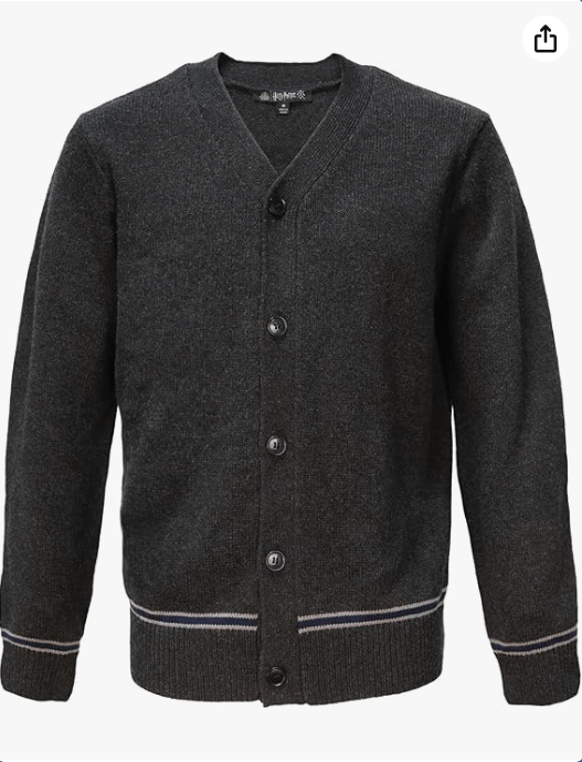 Harry Potter Ravenclaw Knitted School Cardigan - Adult Sweater Jumper - Gray with Blue & Silver Stripes - V-Neck 