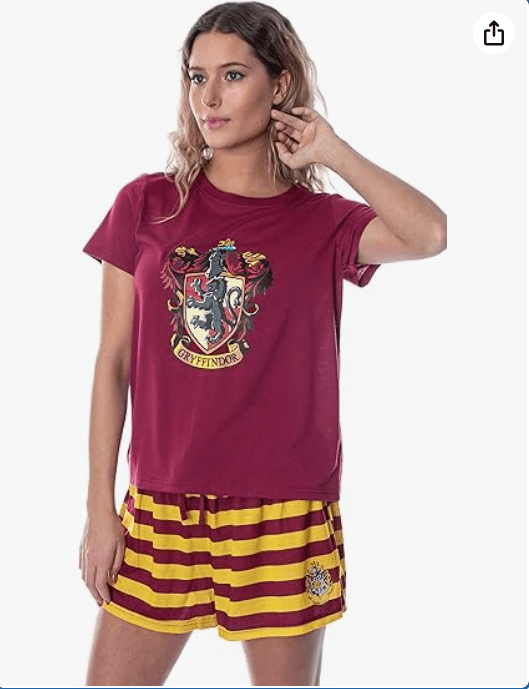 Harry Potter Women's Hogwarts Castle Shirt and Shorts Lounge Sleepwear Pajama Set - All 4 Houses Available
