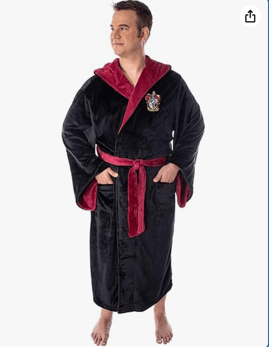 Harry Potter Adult Fleece Plush Hooded Robe - Gryffindor, Slytherin, Ravenclaw, Hufflepuff, Hogwarts
