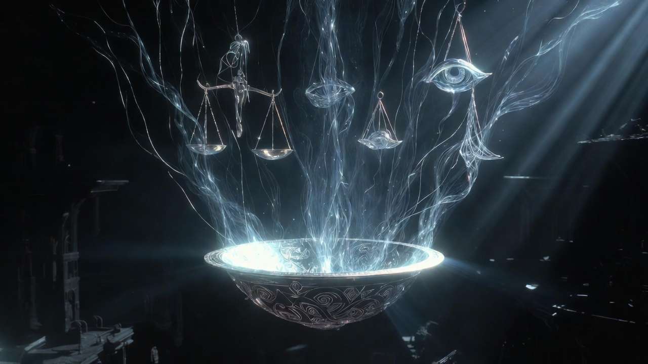 Symbolic representation of the Pensieve revealing truth and objective memory in Harry Potter