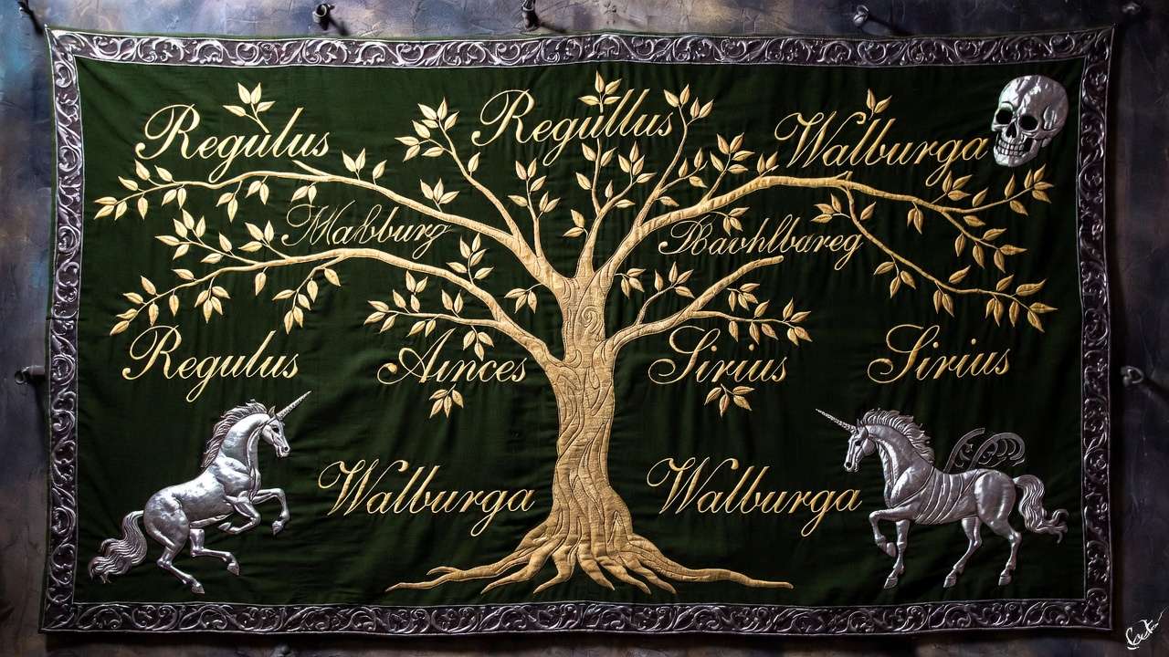 Black family tree tapestry Regulus Sirius Harry Potter