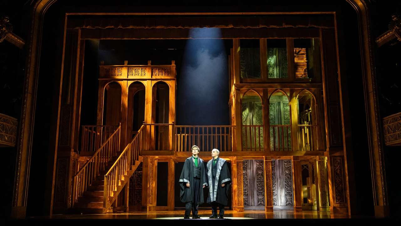 Albus Potter and Scorpius Malfoy friendship scene on stage in Harry Potter and the Cursed Child Ohio Theatre run
