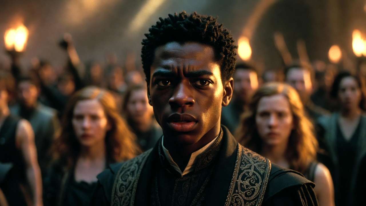 Regé-Jean Page as background wedding guest in Harry Potter Deathly Hallows scene