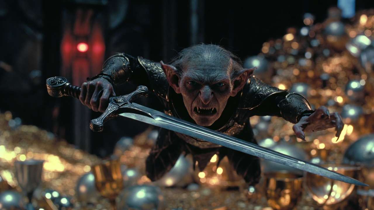 Griphook betraying Harry by seizing the Sword of Gryffindor in Gringotts vault