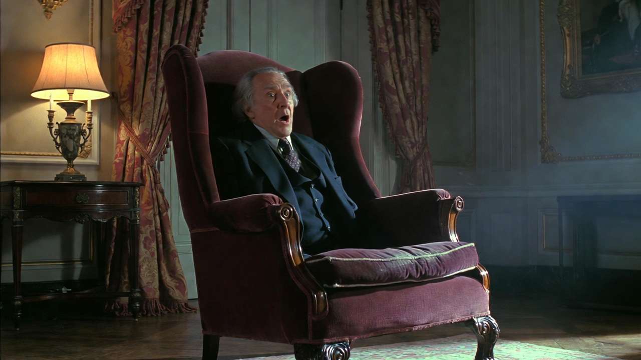 Jim Broadbent as Slughorn revealing himself from the armchair in Harry Potter and the Half-Blood Prince iconic scene