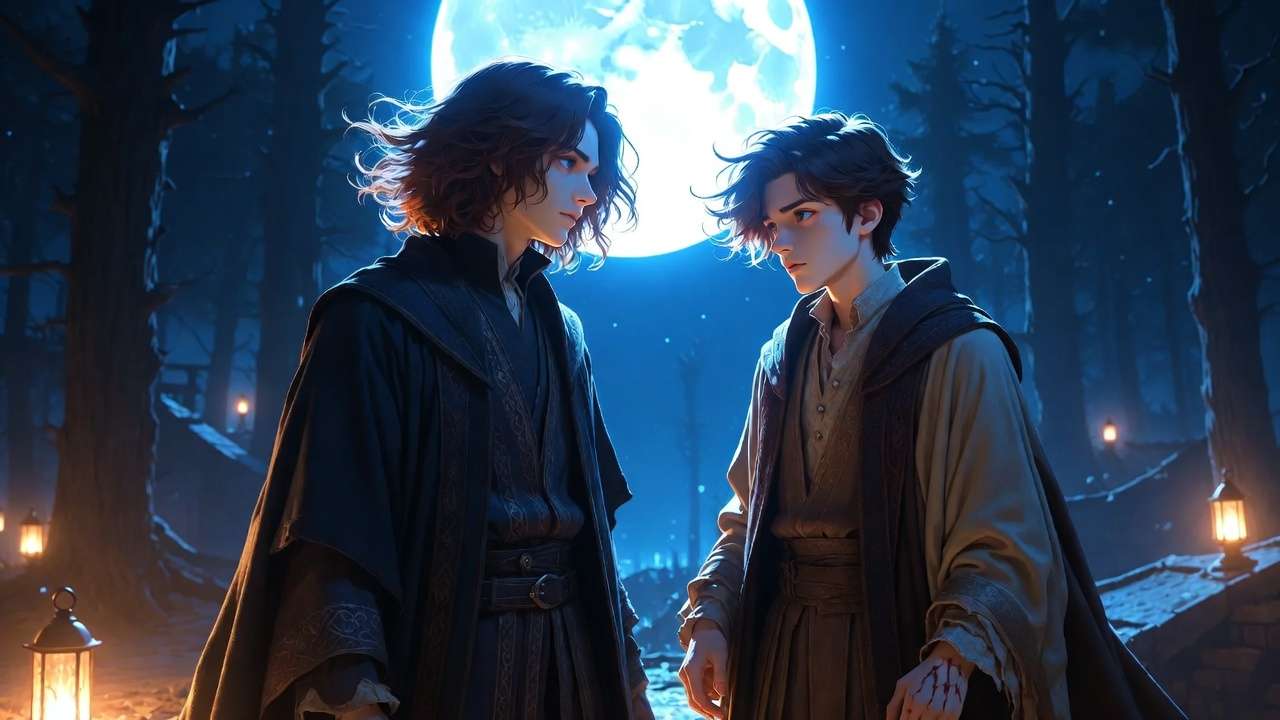 Sirius Black and Remus Lupin sharing a moonlit moment in the Wolfstar Harry Potter ship
