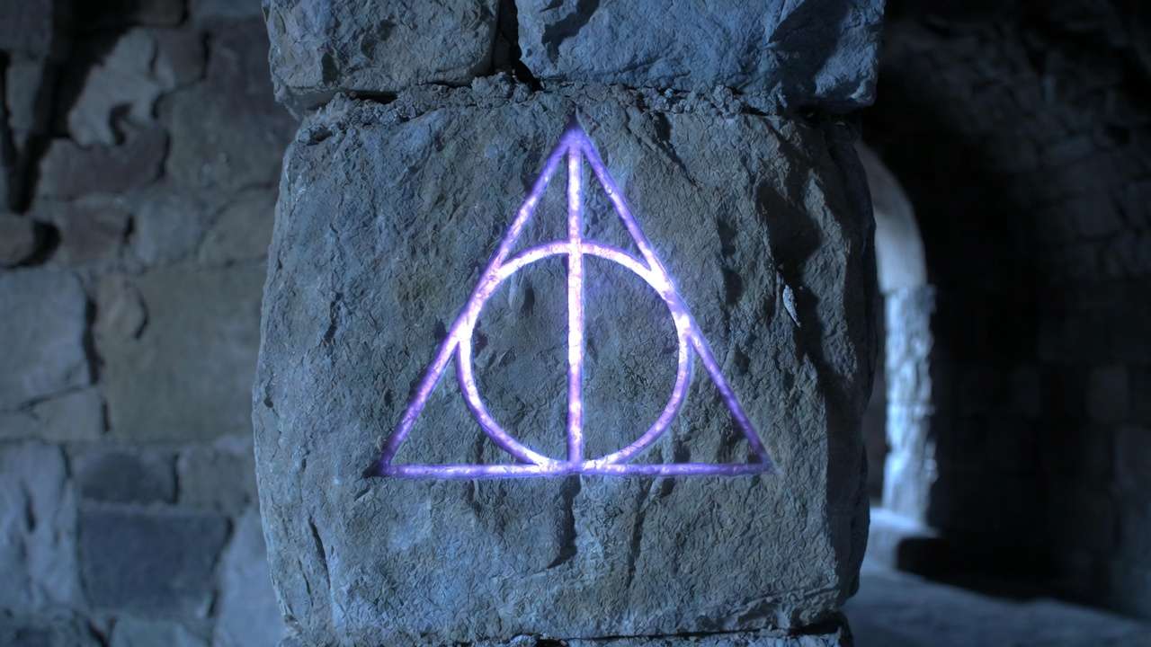 Grindelwald's Deathly Hallows symbol carved into Durmstrang castle wall