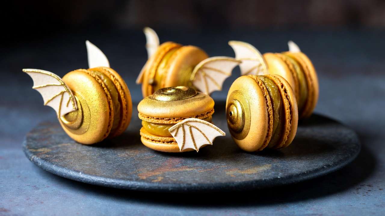 Golden Snitch macarons fan recreation from Harry Potter baking championship