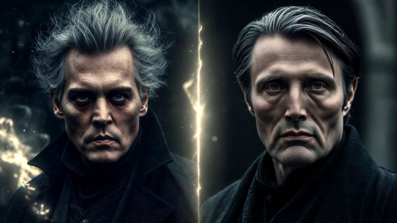 Comparison of Johnny Depp and Mads Mikkelsen as Gellert Grindelwald in Fantastic Beasts series, highlighting performance differences