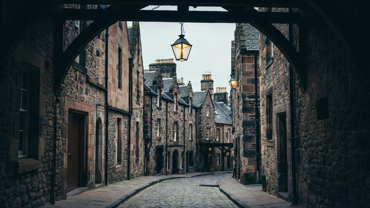 Narrow historic close in Edinburgh Old Town, perfect for self-guided Harry Potter walking tour