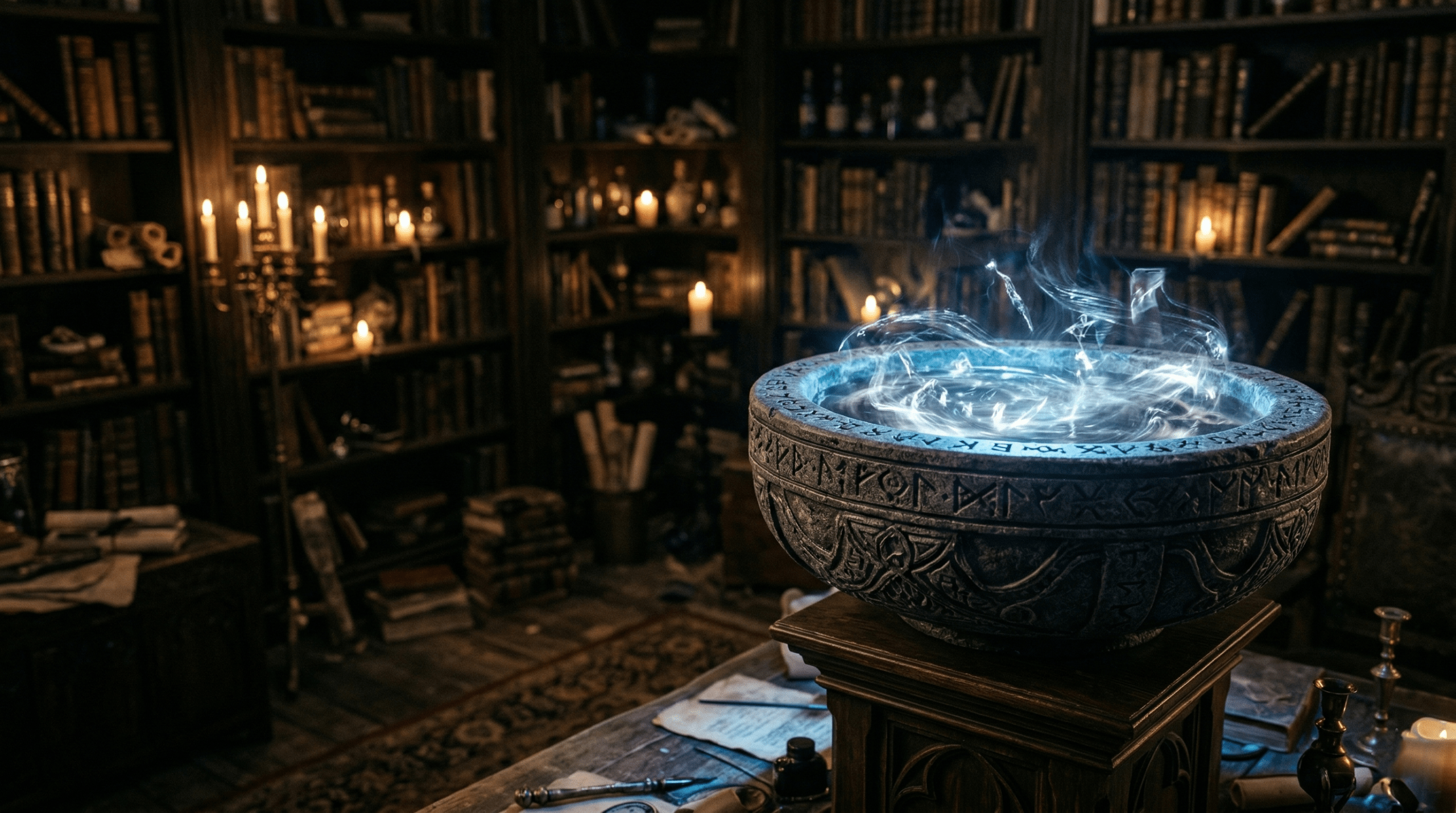 A glowing magical Pensieve basin representing the unexplored book details coming to the HBO Harry Potter reboot. 