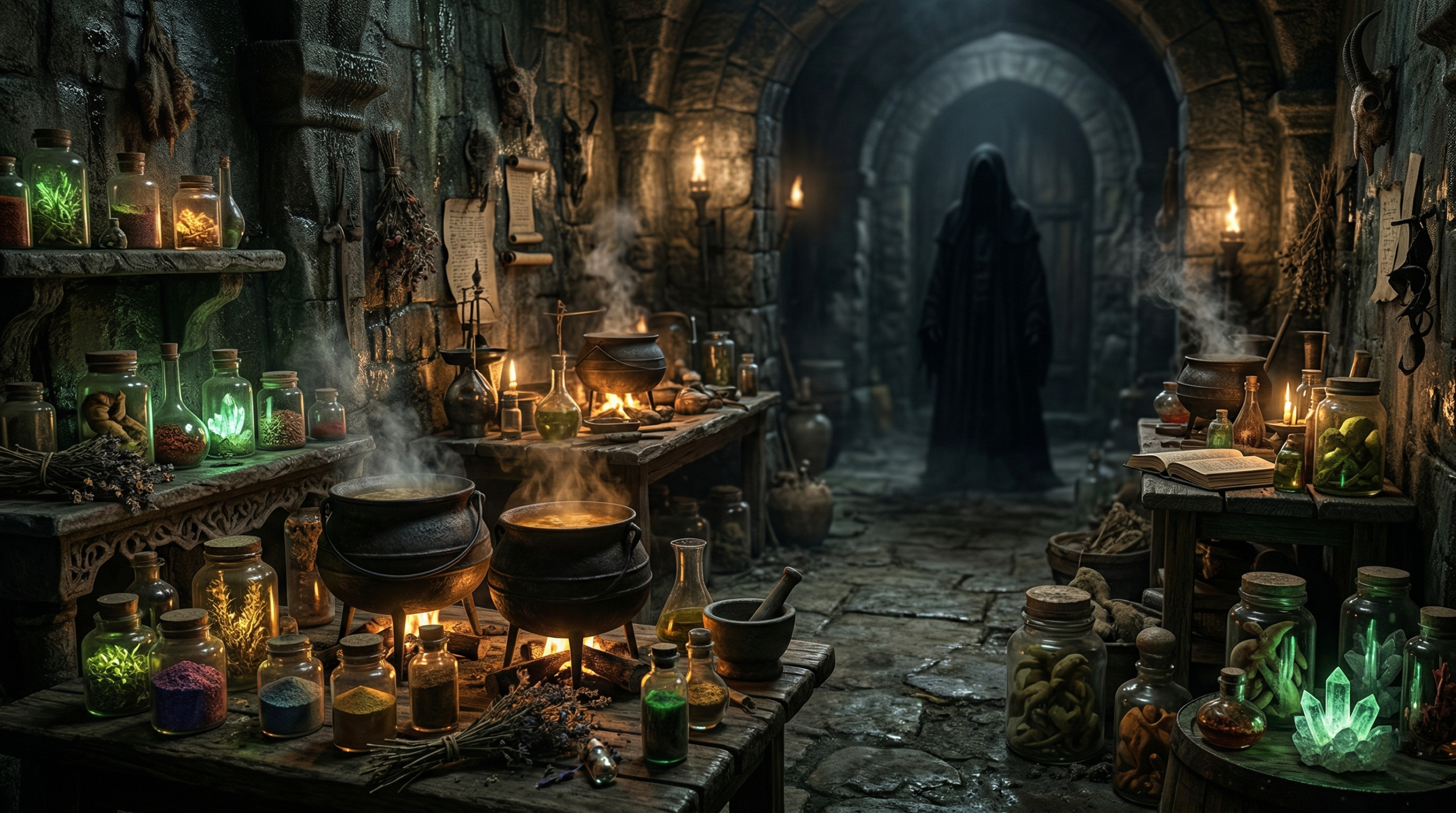 A dark Hogwarts potions dungeon representing the fan debate over the Severus Snape casting.