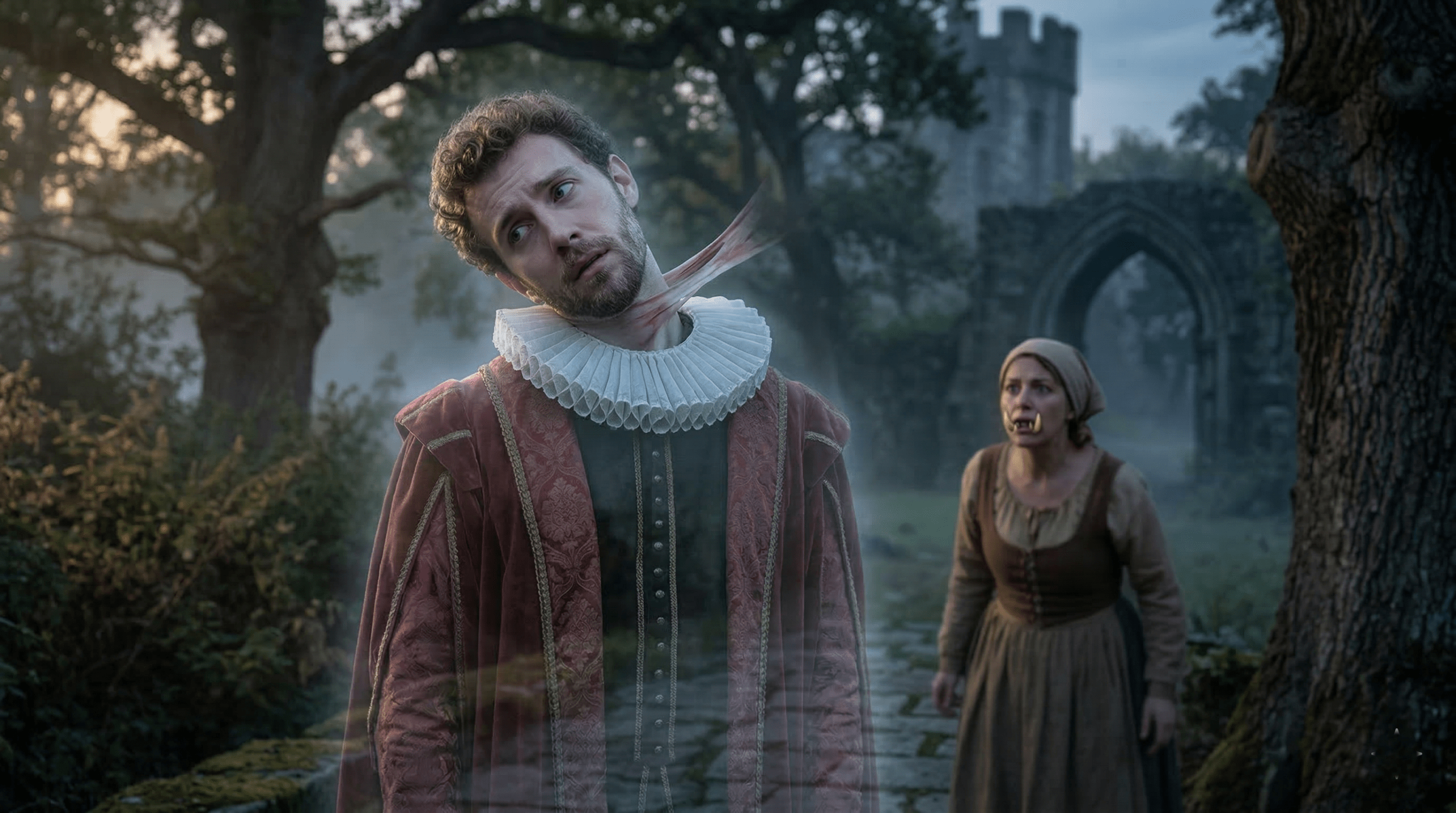 Sir Nicholas de Mimsy-Porpington enduring the horrific botched beheading in 1492