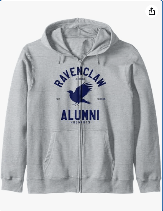 Harry Potter House Ravenclaw Alumni Collegiate Hogwarts Zip Hoodie 
