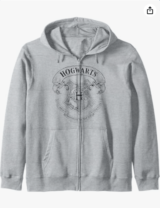 Harry Potter Simple Hogwarts Crest Outline Zip Hoodie 