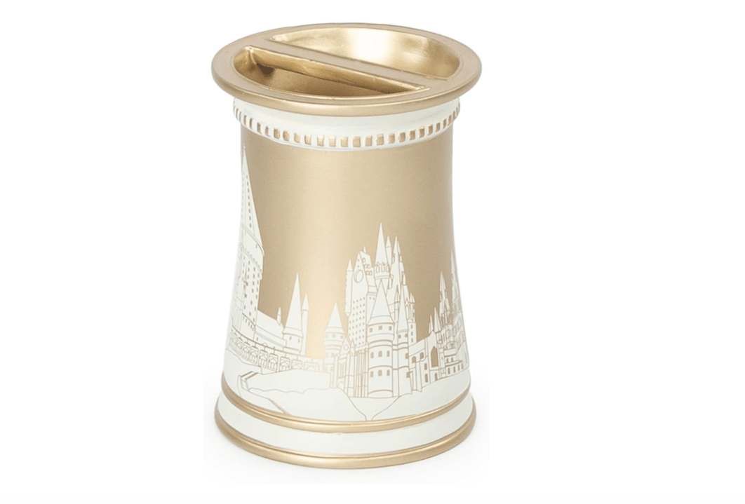 Jay Franco Harry Potter Toothbrush Holder - Gold Resin Pencil Holder Features Hogwarts Castle - Bathroom Storage