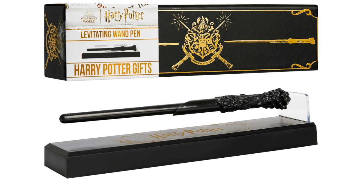Harry Potter Floating Wand Pen with Magnetic Stand, HogwartsCollectibles in Gift Ready Box, Cool Desk Decor for Office, Gifts for Kids and Adults (Black 1 Pcs)