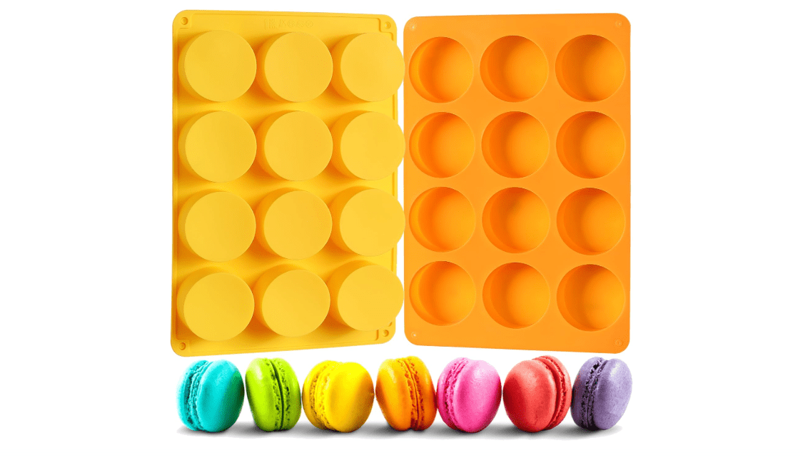 2 Pcs Oreo Chocolate Cookie Silicone Molds, 12-Cavity Round Silicone Mold, Baking Mold for Oreo, Chocolate, Cookie, Candy, Mini Cake, Jelly (Orange + Yellow) 