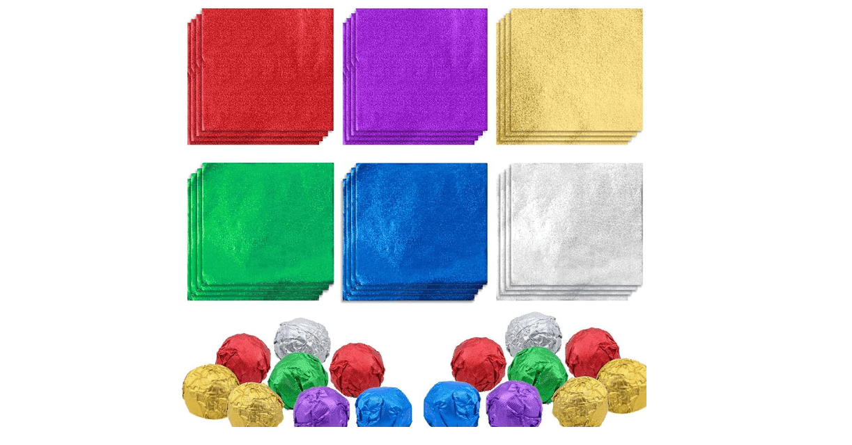 600pcs Foil Candy Wrappers, 4x4 inches DIY Square Package Wrapping Papers for Easter Decorations Chocolate Candy Packaging 