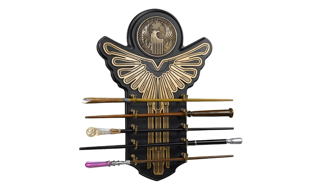 The Noble Collection Fantastic Beasts Wand Collection - 5 Wizard Wands with 16.5in (42cm) Display Stand - Officially Licensed Film Set Movie Props Gifts 