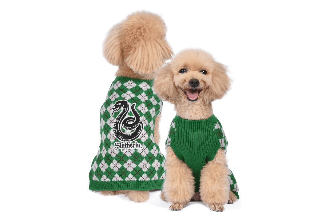 Harry Potter Slytherin Dog Sweater - Pet Outerwear for Dogs - Officially Licensed Dog Apparel & Accessories for Hogwarts Houses, Size Large 