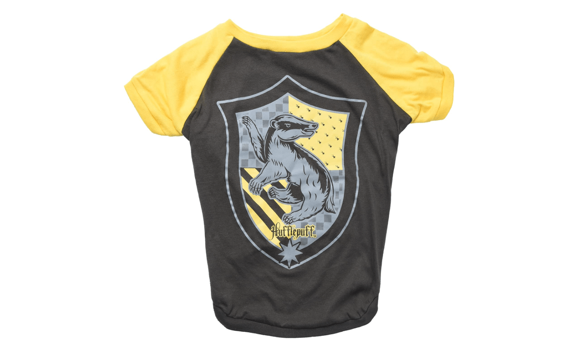 Harry Potter Hufflepuff Dog T-Shirt - Pet Costume Shirt for Dogs - Officially Licensed Dog Apparel & Accessories for Hogwarts Houses, Size Medium 