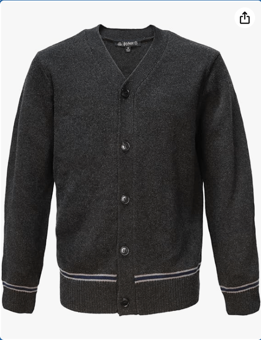 Harry Potter Ravenclaw Knitted School Cardigan - Adult Sweater Jumper - Gray with Blue & Silver Stripes - V-Neck
