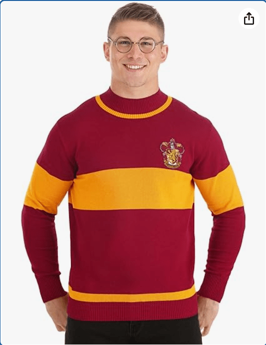 Fun Costumes Adult Lightweight Harry Potter Gryffindor Quidditch Sweater, Cotton with Gryffindor Patch
