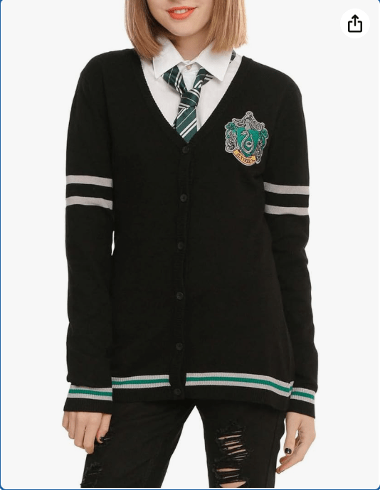 Harry Potter Slytherin House Crest Sweatshirt for Women, Front Opening, for Young Adults
