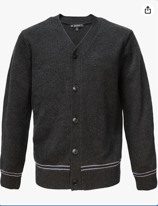 Harry Potter Ravenclaw Knitted School Cardigan - Adult Sweater Jumper - Gray with Blue & Silver Stripes - V-Neck
