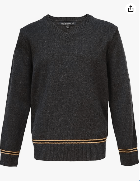 Harry Potter Hufflepuff Knitted School Sweater - V-Neck Pullover, House Colors - Unisex Wool Blend - Adults & Teens,
