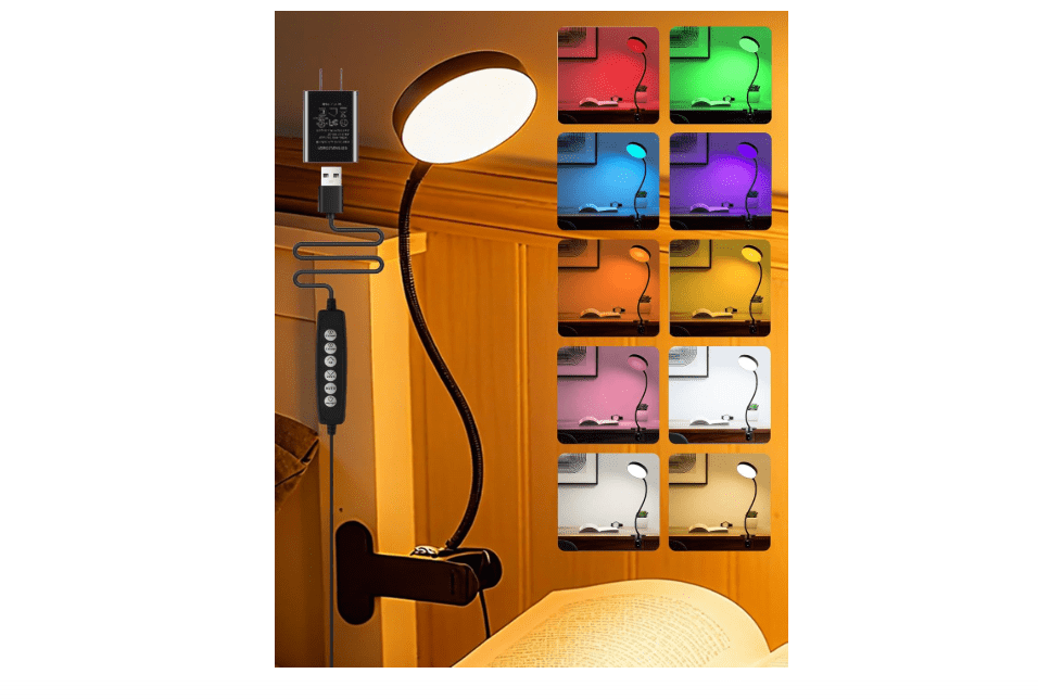 ReinHoo Desk Lamp,10 Colors RGB&Warm White Desk Light,10 Brightness Dimmable Clip on Lamp,500LM Bright Reading Light,USB Adapter Table Lamp for Office...
