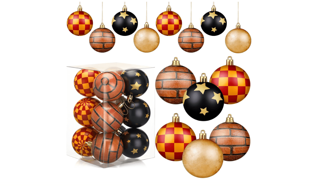 Syhood 12 Pcs 2.4'' Magical Wizard Christmas Ball Ornaments Christmas Tree Balls Foam Hanging Decor Xmas Party Supplies for Home Decor
