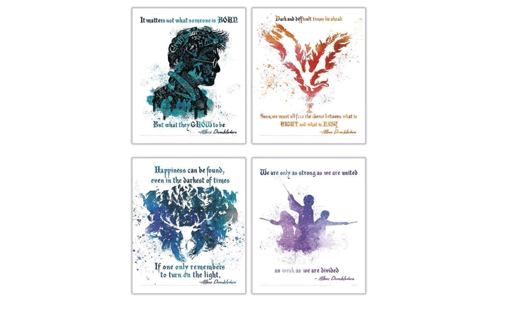 TRENDYPRINT Harry Potter – Dumbledore Quotes - Set of Four 8" x 10" Wall Art – Great for Gifting or Collecting TP08100051
