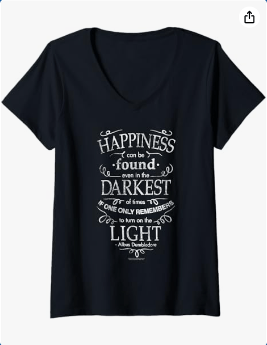 Womens Harry Potter Happiness Quote V-Neck T-Shirt
