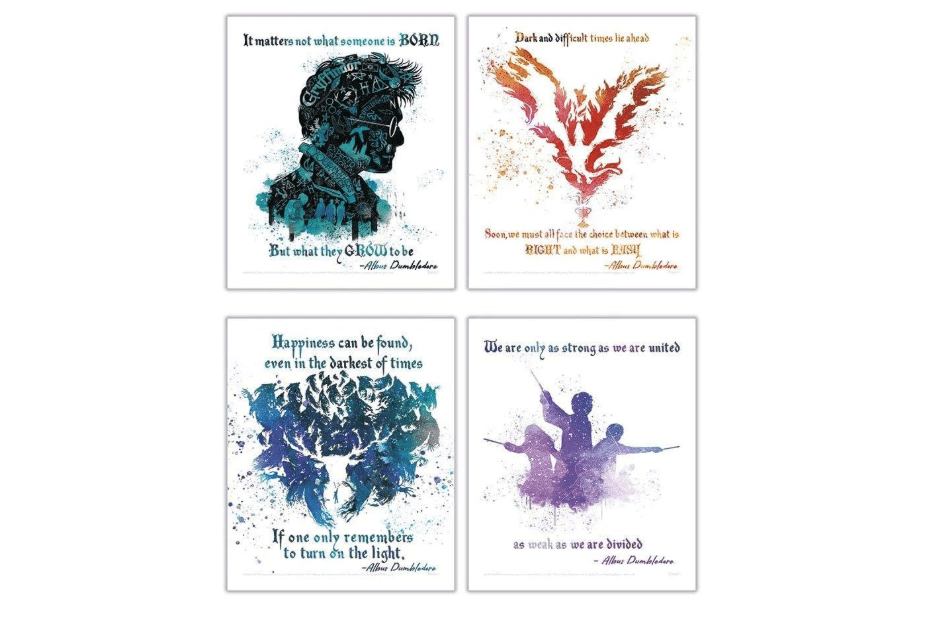 TRENDYPRINT Harry Potter – Dumbledore Quotes - Set of Four 8" x 10" Wall Art – Great for Gifting or Collecting TP08100051
