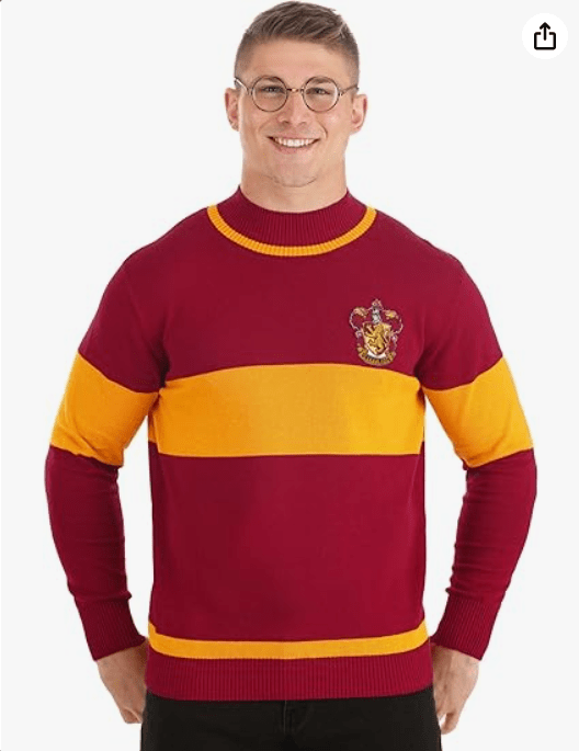 Fun Costumes Adult Lightweight Harry Potter Gryffindor Quidditch Sweater, Cotton with Gryffindor Patch