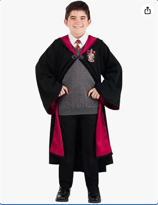 Deluxe Harry Potter Costume for Kids, Gryffindor Robe for Boy's & Girl's, Hooded Wizard Robe for Halloween